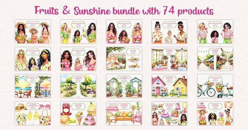 Fruits & Sunshine Tropical Summer Vibes Bundle (by Pixie Lines)