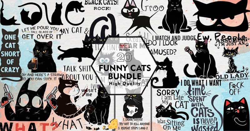 Funny Cat Clipart PNG Graphics Bundle (by PIG.design)