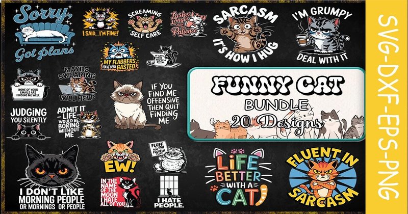 Funny Cat SVG Bundle (by Turtle Rabbit)
