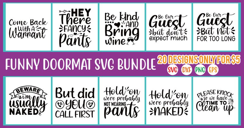 Funny Doormat SVG Designs Bundle Vol.03 (by DesignPark)