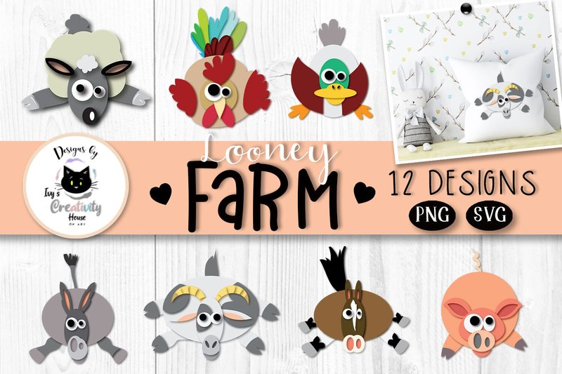 Funny Farm Animal Clipart | Farm SVG (by Ivy\u2019s Creativity House)