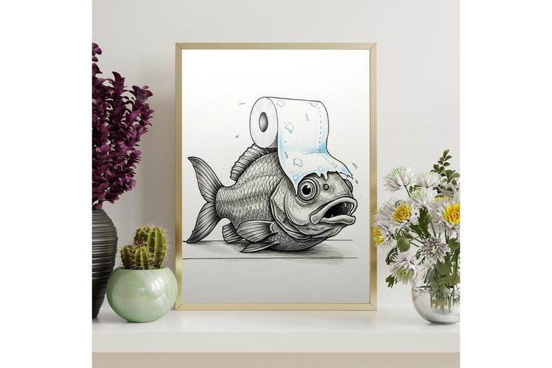 Funny Fish Bathroom Decor (by Younique Aartwork)