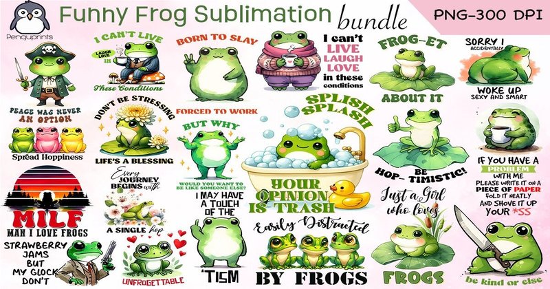 Funny Frog Sublimation Bundle (by Penguprints)