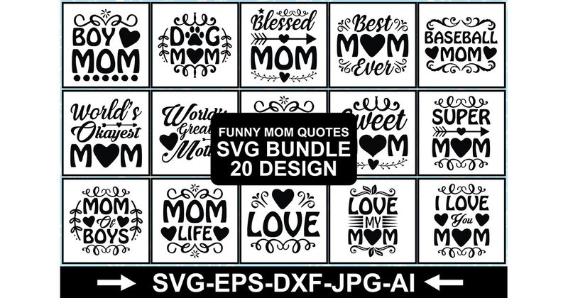 Funny Mom Quotes SVG Bundle (by Creative Designer 300)