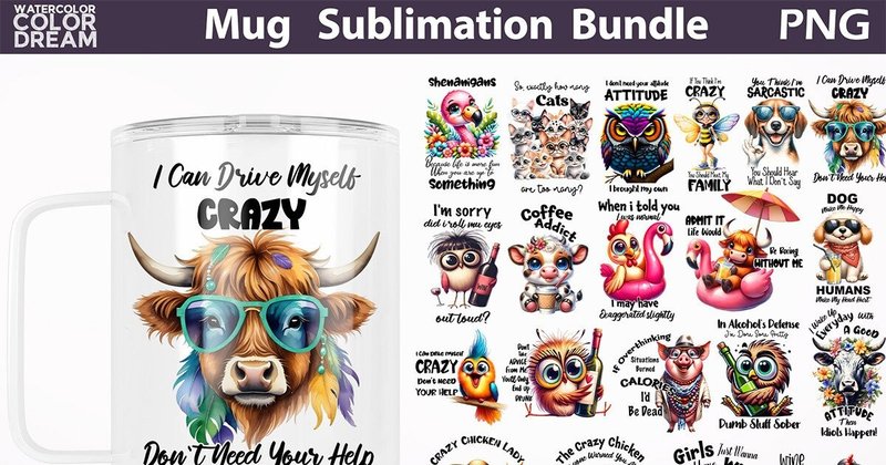Funny Mug Sublimation Bundle (by WatercolorColorDream)