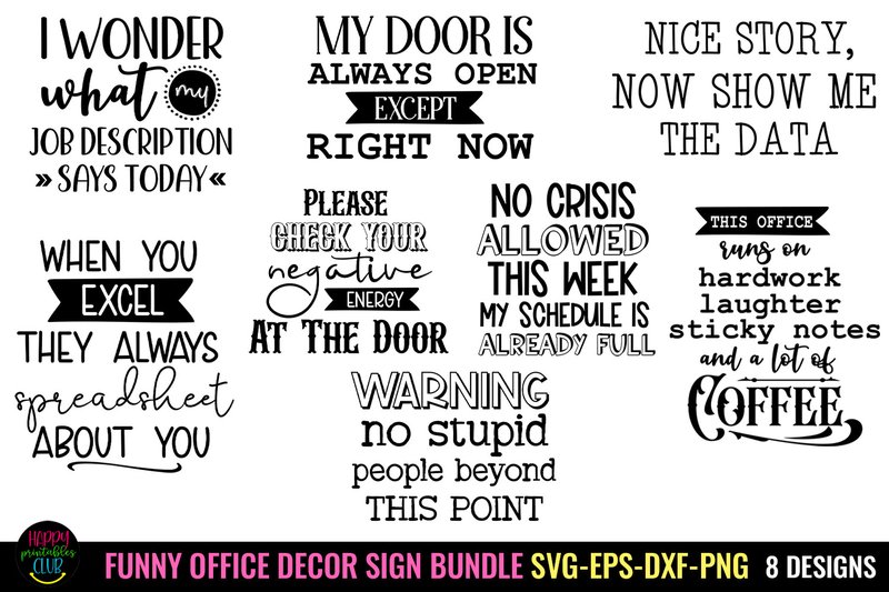 Funny Office Decor SVG Bundle I Office (by Happy Printables Club)