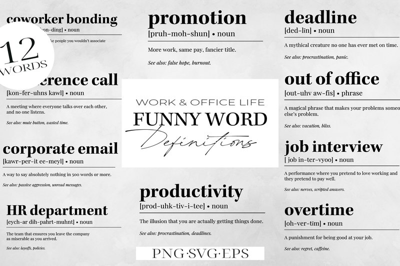 Funny Office Definition | SVG & PNG | (by NadineStore)