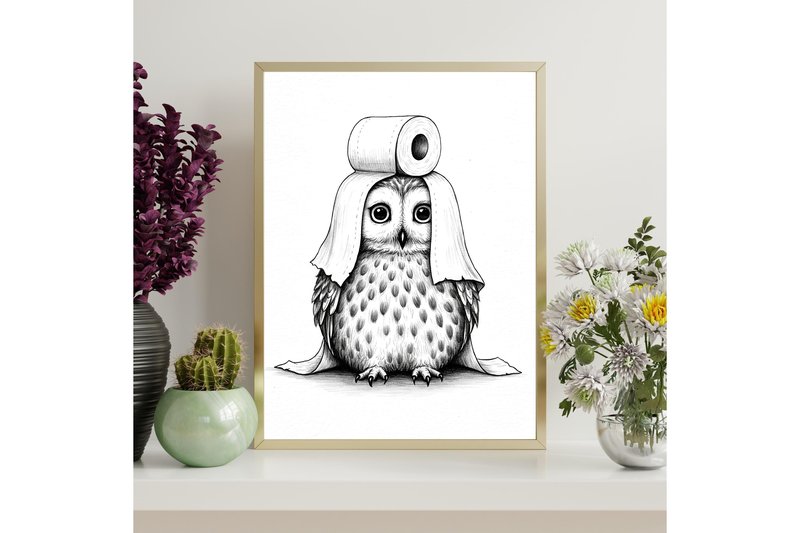 Funny Owl Bathroom Decor (by Younique Aartwork)