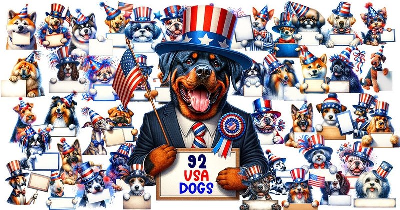 Funny Patriotic USA Dog Clipart PNG Bundle (by Angel-A)