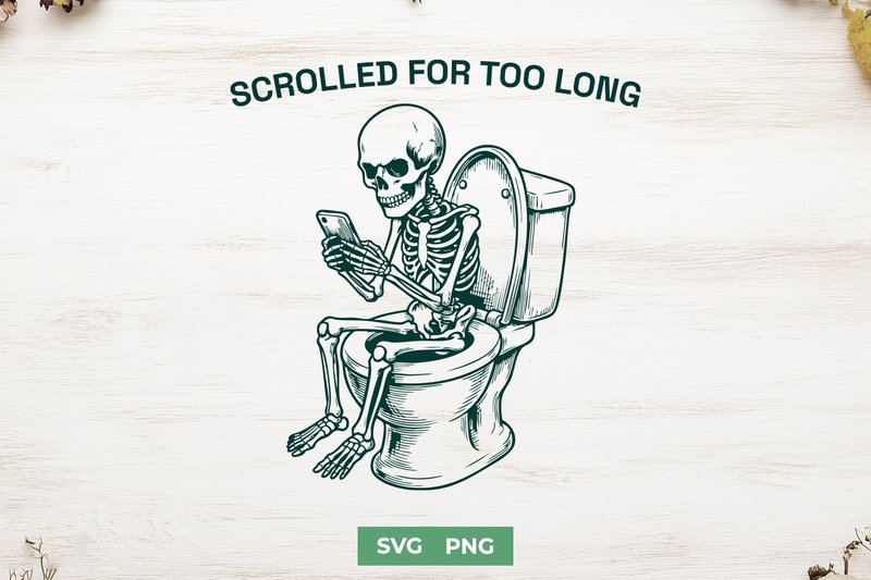 Funny Skeleton SVG for Bathroom Decor (by juiceboxy)