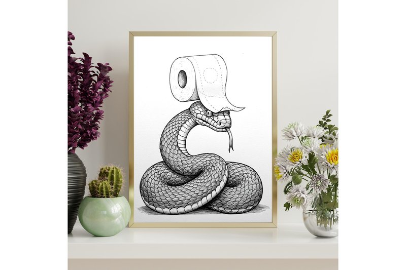 Funny Snake Bathroom Decor (by Younique Aartwork)