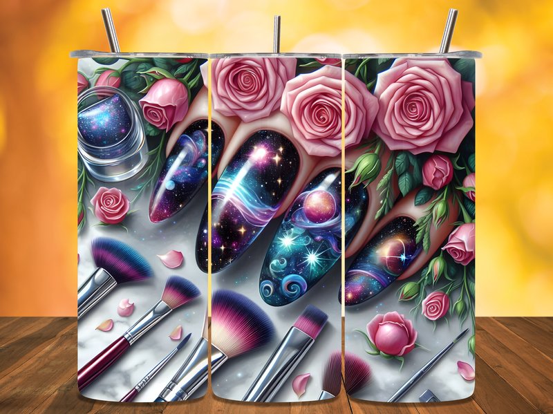 Galaxy Nail Art & Makeup Brushes Tumbler (by MOON CREATION)
