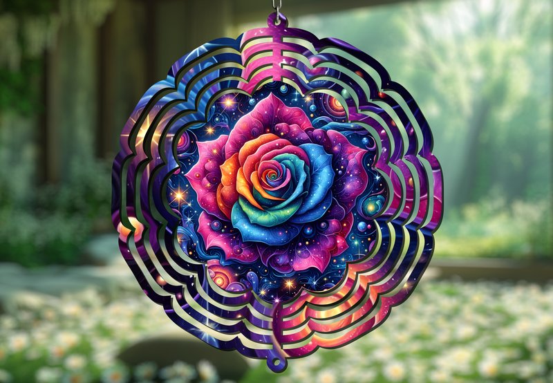 Galaxy Space Nebula Rose Wind Spinner (by Honey Prints)