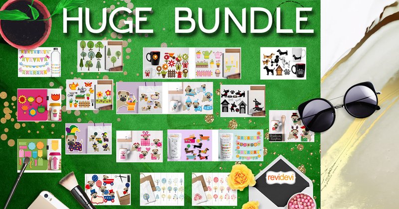 Garden Dog Clipart Illustrations Bundle (by Revidevi)