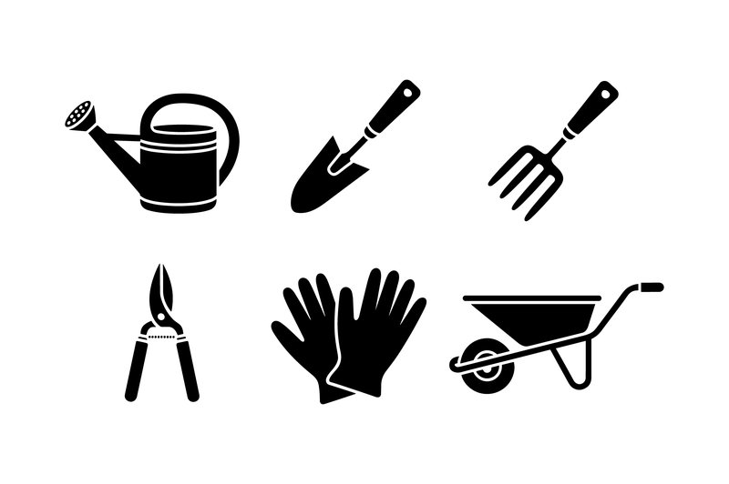 Gardening Tools & Equipment Icon Set (by mega svg store)