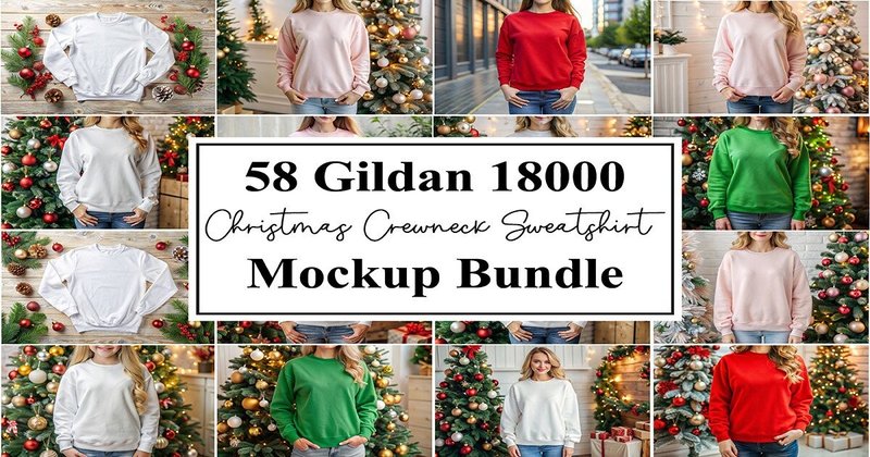 Gildan 18000 Christmas Mockup Bundle (by BDB_Graphics)