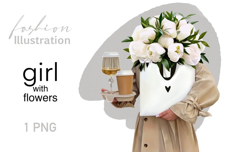 Girl with Flowers, Fashion Illustration (by ArtSvKlcute)
