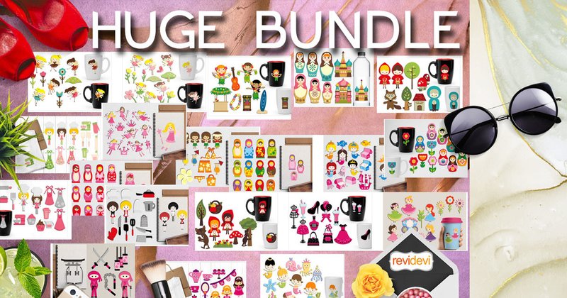 Girls Kawaii Clipart Graphics Bundle (by Revidevi)