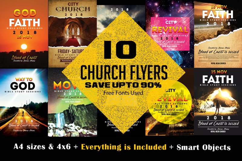 God Faith Church Flyer 10 Templates (by Leza Sam)
