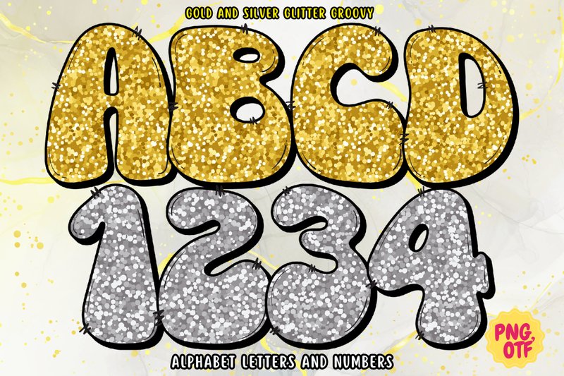 Gold and Silver Glitter Groovy (by VividDoodle)