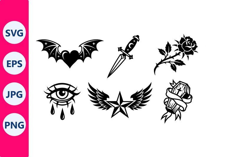 Gothic Winged Heart Tattoo Designs (by SVG vector PNG)