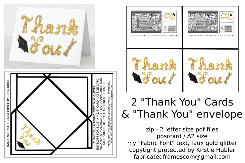 Graduation 2 Thank You Cards & Envelope (by fabricatedframescom)