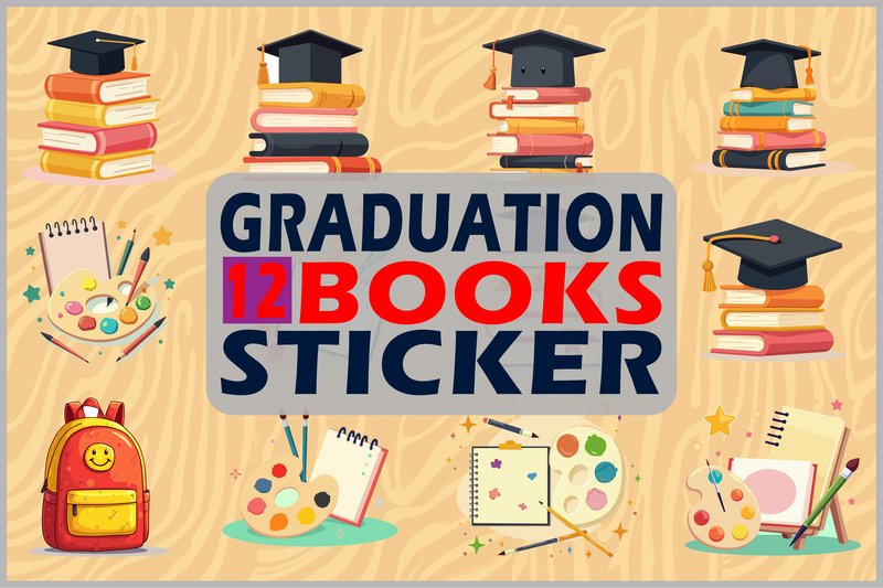 Graduation Books Sticker Bundle (by best_designs)