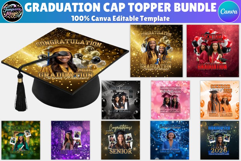 Graduation Cap Topper Canva Editable (by Canva Magic)
