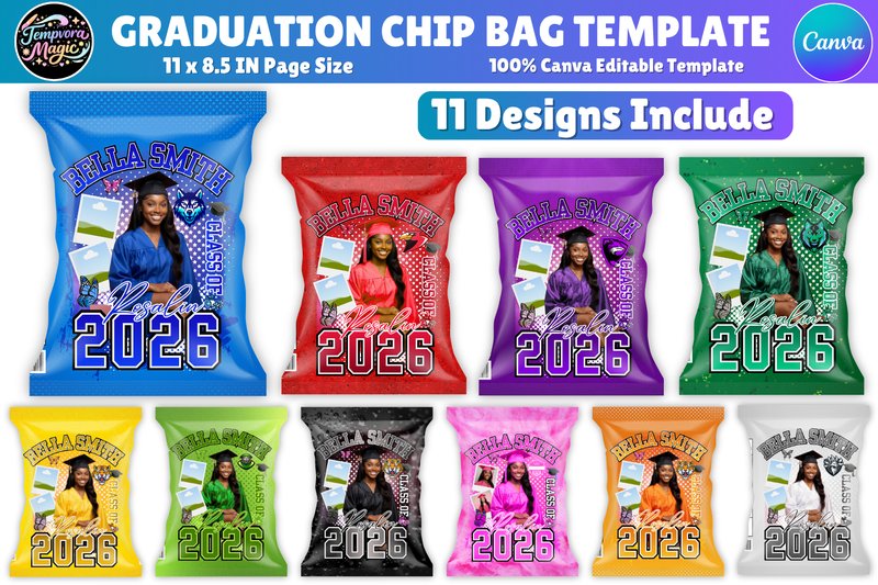 Graduation Chip Bag Canva Template (by Canva Magic)