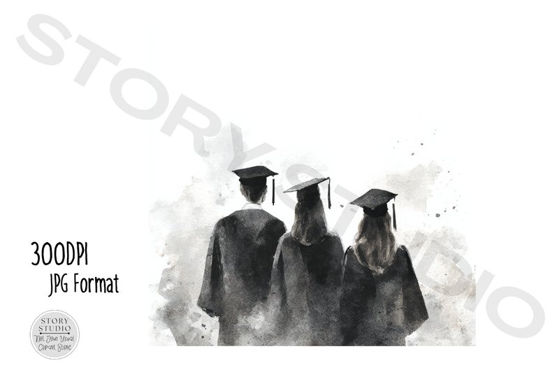 Graduation Clipart Three Graduates (by Story Studio)