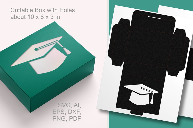 Graduation Hat Window Rectangular Box (by print.cut.hang)