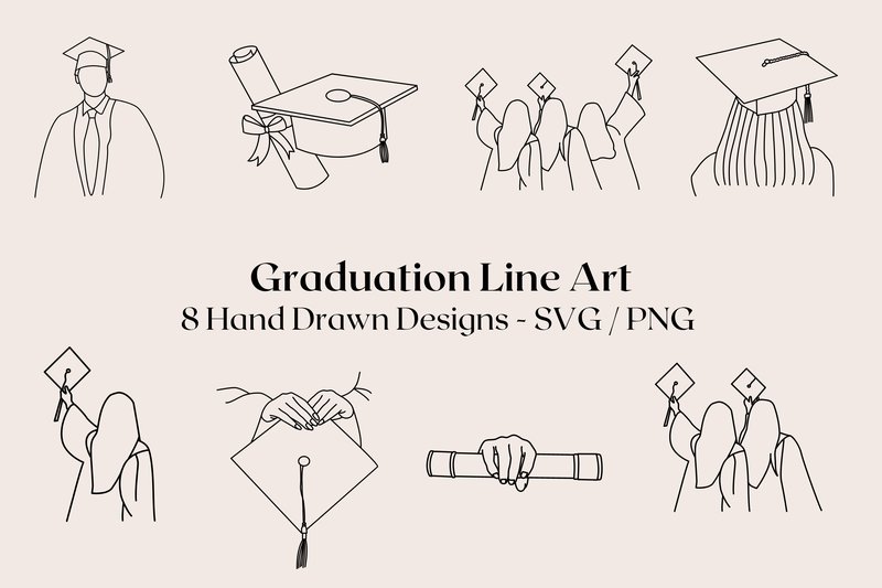 Graduation Line Art SVG (by zeynepozlemnur)