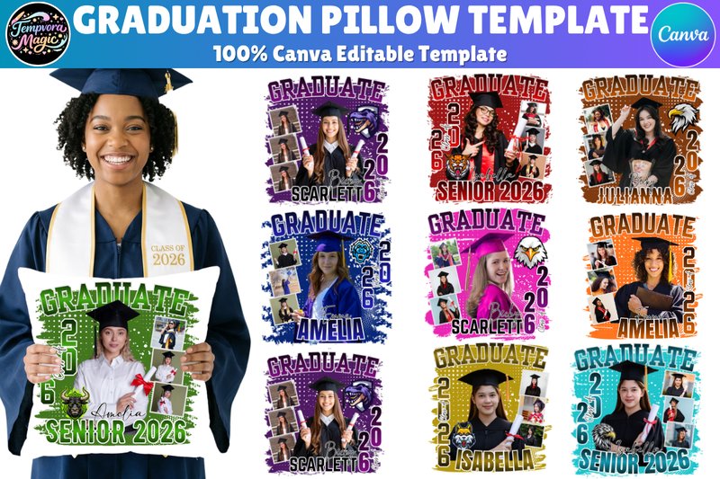 Graduation Pillow Template CanvaEditable (by Canva Magic)