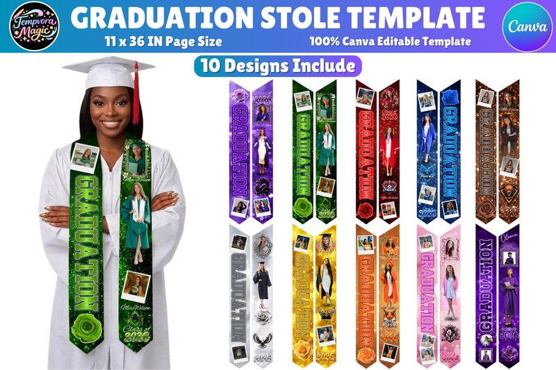 Graduation Stole Canva Editable Template (by Canva Magic)