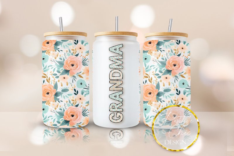 Grandma Glass Can Wrap PNG UVDTF Cup PNG (by PositiveChic)
