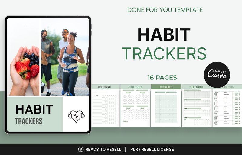 Habit Trackers, Canva Templates (by Makii)