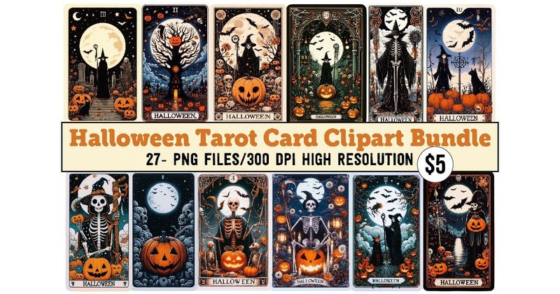Halloween Tarot Card PNG Bundle (by Sublimation Design)