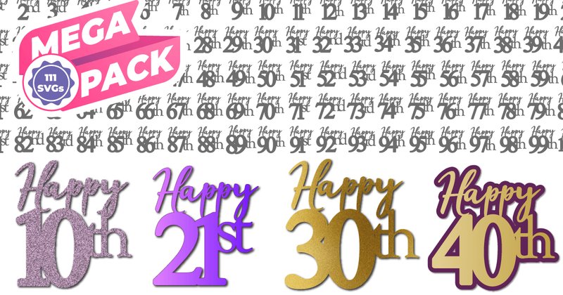 Happy Birthday All Ages Topper Cut SVG Bundle (by BeCraftyDigital)