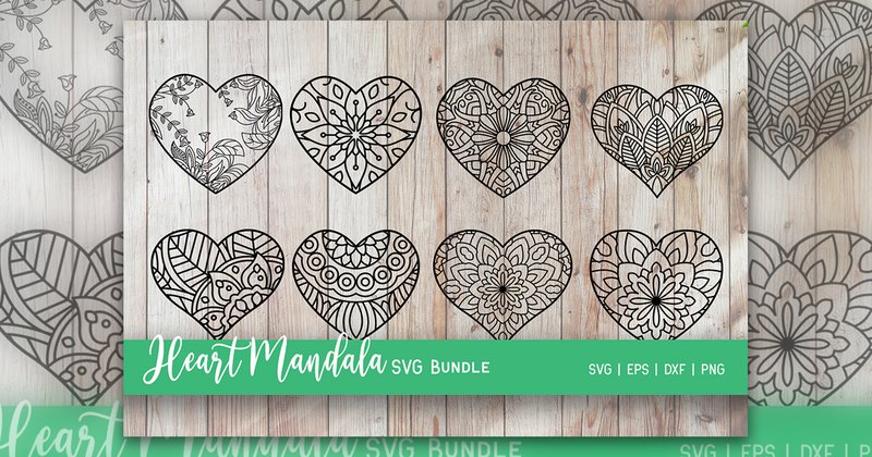 Heart Mandala SVG Bundle (by doridodesign)