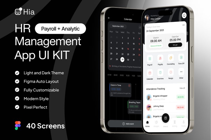 Hia - HR Management App UI KIT (by dpopstudio)