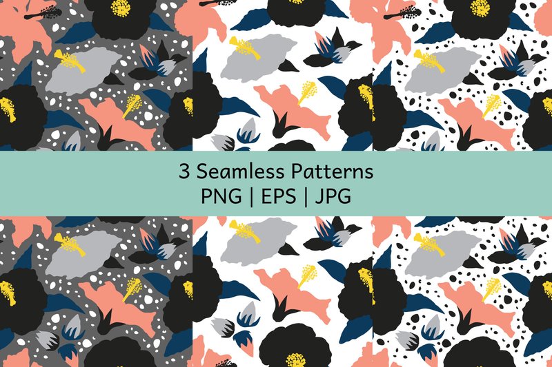Hibiscus Flower Vector Tropical Patterns (by neauth)