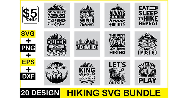 Hiking SVG Bundle (by BlackDogsMedia)