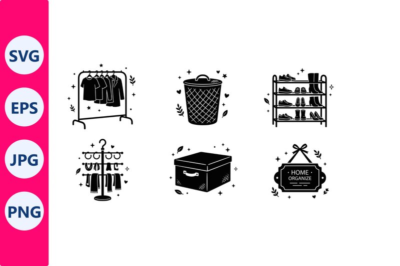Home Organization Flat Design Icons (by SVG vector PNG)