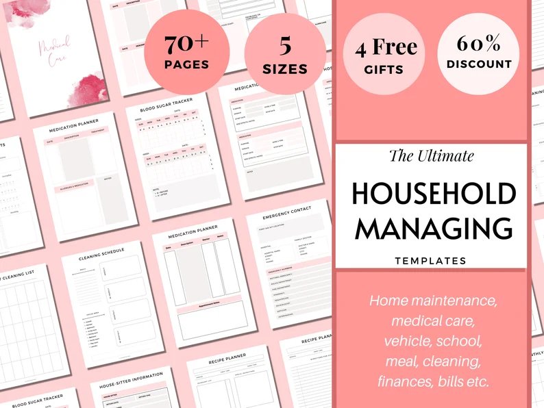 Home Organization Printable, Cleaning (by PlannersByBee)