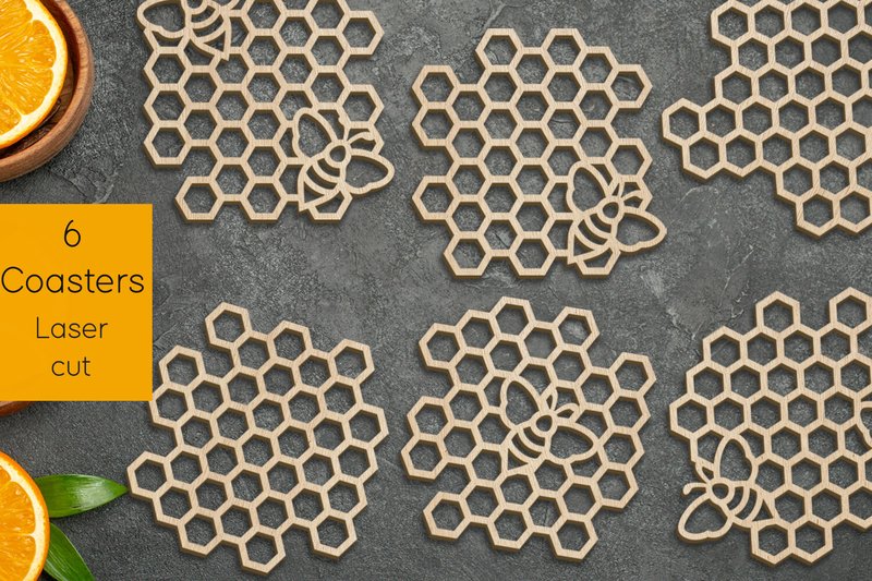 Honey Comb Coasters Svg, Kitchen Decor (by AnastasiyaArtDesign)
