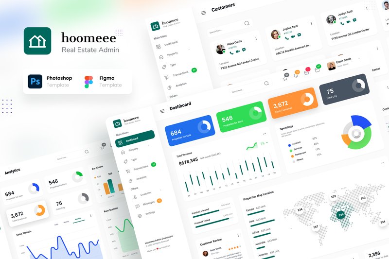 Hoomeee - Real Estate Admin Dashboard (by peterdraw)