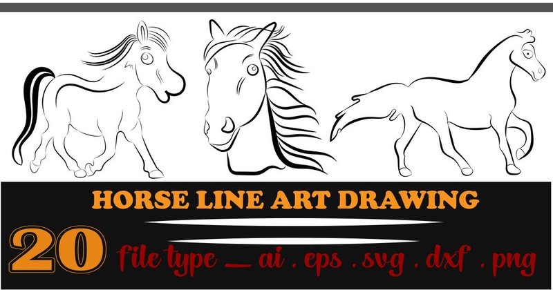 Horse Line Art Drawing Bundle (by creative bundle)