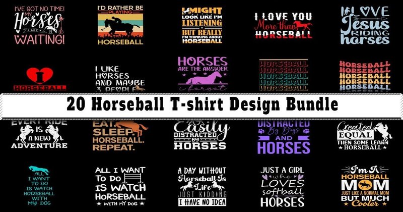 Horseball T-Shirt Design Bundle (by sketchbundle)