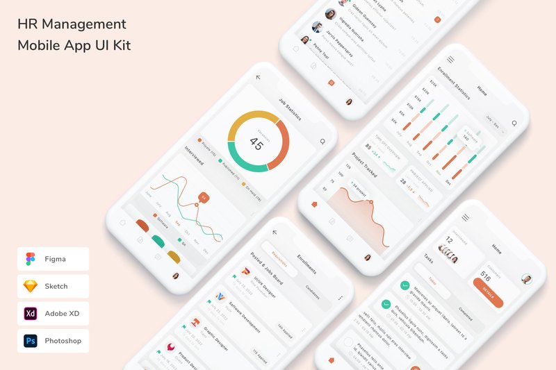HR Management Mobile App UI Kit (by betush)