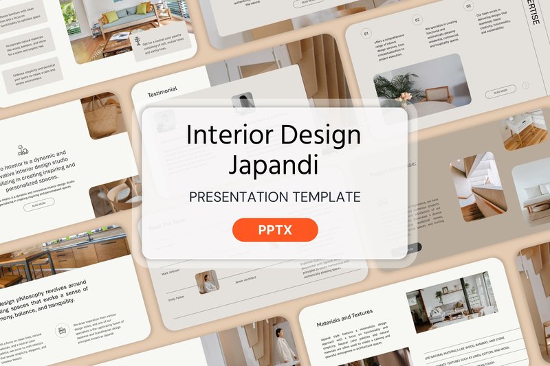 Interior Design Japandi - PPT Template (by Moara)